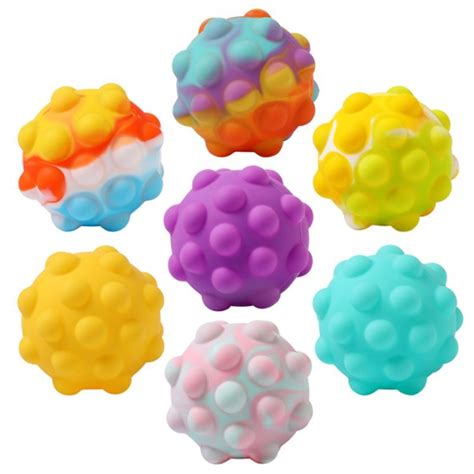 3D Bubble Stress Relief Pop Ball Fidgets Toys Push Portable Silicone Popping Squeeze Bouncing ...