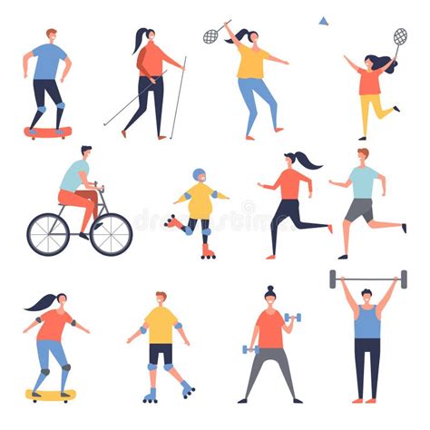 Healthy Lifestyle People Doing Sports Stock Vector - Illustration of ...