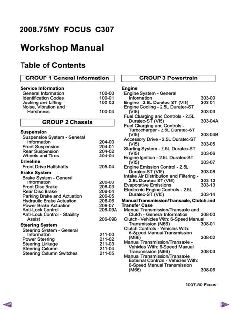 Ford Focus Workshop Manual | PDF