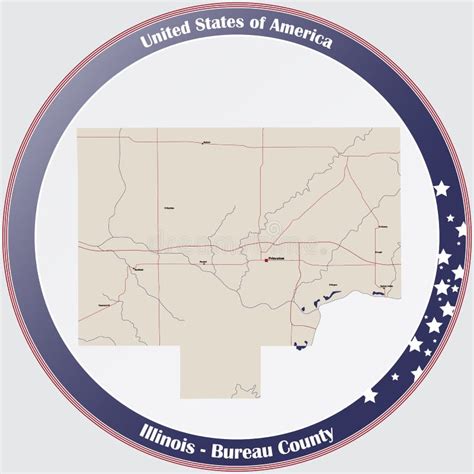 Map of Bureau County in Illinois Stock Vector - Illustration of county ...