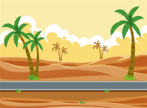 A desert road landscape 361776 Vector Art at Vecteezy