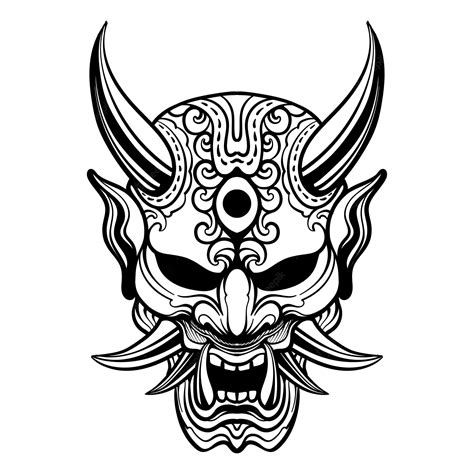 Black Hannya Mask Tattoo Designs