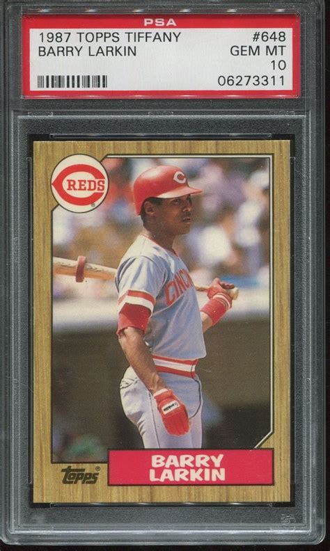 1987 Topps Tiffany #648 Barry Larkin Rookie psa 10 Gem Mint HOF #PSA10 | Barry larkin, Baseball ...