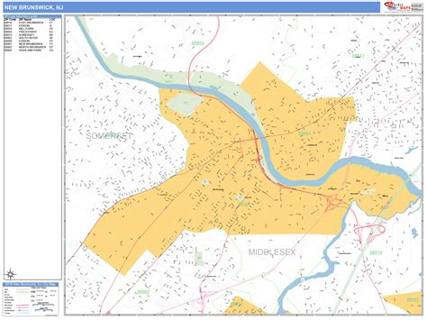 New Brunswick New Jersey Wall Map (Basic Style) by MarketMAPS - MapSales