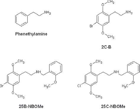 Chemical structures of phenethylamine and its derivatives 2C-B,... | Download Scientific Diagram