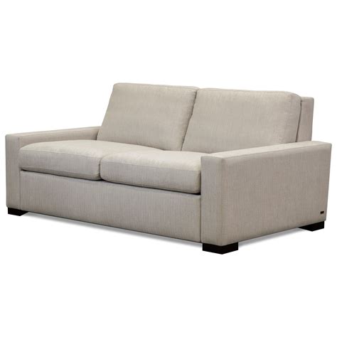American Leather Rogue Contemporary Queen Comfort Sleeper Sofa with Exposed Wood Trim | Find ...