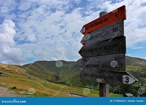 Signs Indicate the Various Hiking Trails in Merano 2000 Editorial Stock Image - Image of farming ...