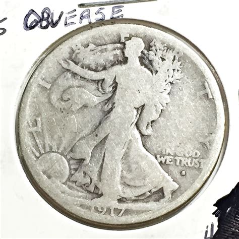 1917-S (obverse mint mark) Silver Walking Liberty Half Dollar ...