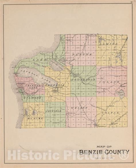 Historic 1901 Map - Atlas of Benzie County, Michigan - Benzie County - Atlas, Benzie Co ...