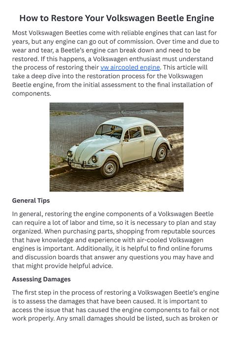 How to Restore Your Volkswagen Beetle Engine? by ...