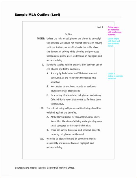 Free Mla Template Of Free Mla Outline | Heritagechristiancollege