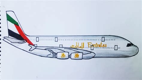 Emirates a380 drawing plane| How to draw emirates a380 step by step ...