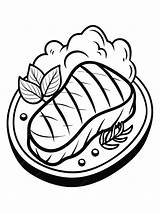 Roasted Beef steak With Vegetables coloring Book Pages For Children And  sketch template