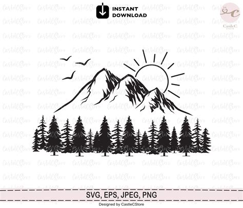 Mountain Svg, Mountain and Sun Svg, Camping Outdoors Adventure Svg ...