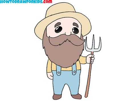 How to Draw a Farmer - Easy Drawing Tutorial For Kids