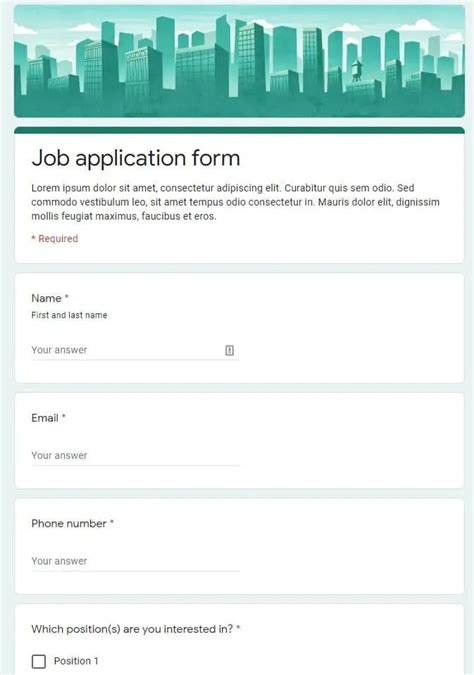 Online Job Application Google Forms - JobApplicationForms.net