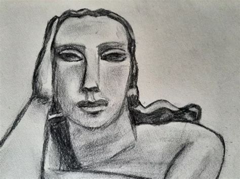 JOLI DESSIN FUSAIN Art Moderne portrait de Femme d'après sculpture EUR 32,90 - PicClick FR