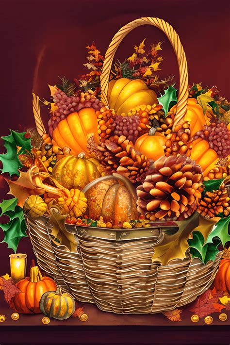 A Stunning Thanksgiving Cornucopia Basket Full of a Bountiful Harvest ...