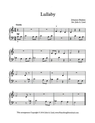 Brahms' Lullaby: free easy piano sheet music