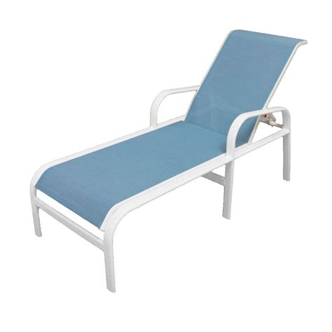 Marco Island White Commercial Grade Aluminum Sling Outdoor Chaise ...