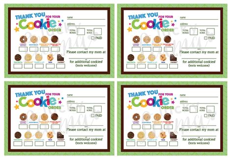 Girl Scout Cookie Thank You/Order Form/Receipt Printable