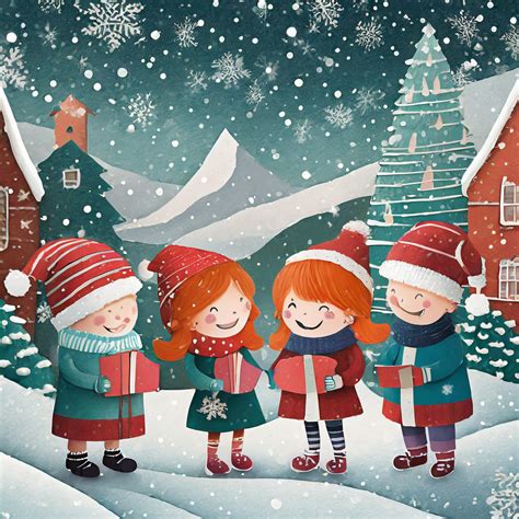 Cartoon Christmas Chorus Children Free Stock Photo - Public Domain Pictures