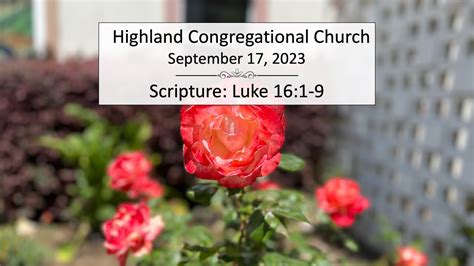 Highland Congregational Church 9.17.23 Worship Service - YouTube