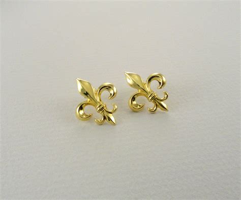 Gold Fleur de Lis Earrings (E2276) Summit Jewelers | 7821 Big Bend Blvd ...