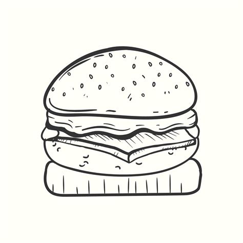 Burger vector illustration. Burger hand drawn outline design 24691579 Vector Art at Vecteezy