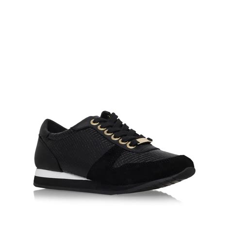 Carvela kurt geiger Libby Flat Lace Up Trainers in Black | Lyst