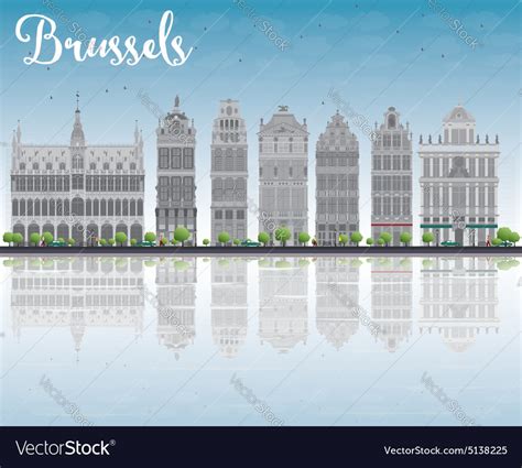 Brussels skyline with Ornate buildings Royalty Free Vector