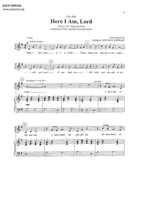 Spiritual-Here I Am, Lord Sheet Music pdf, - Free Score Download ★