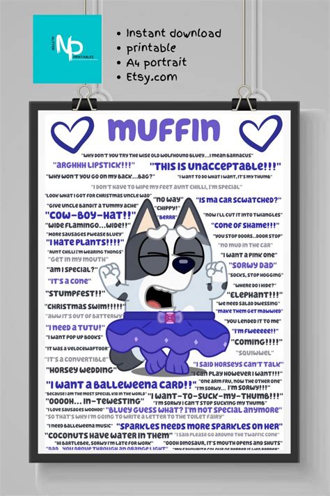 Bluey themed Muffin quotes printable download | Printable quotes, Potty ...