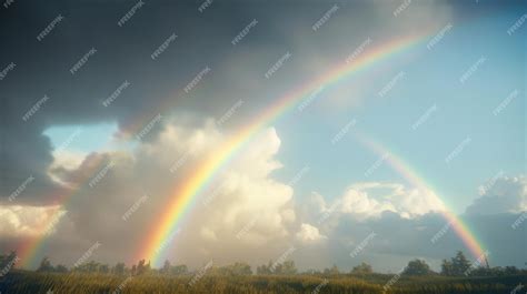 Premium AI Image | A rainbow in the sky with clouds and a cloudy sky