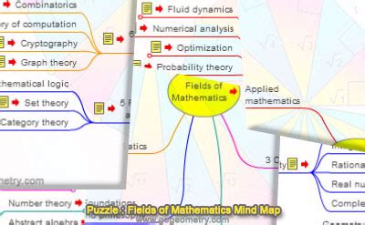 Online Jigsaw Puzzle: Fields of Mathematics Mind Map. 6 Quadrilateral Pieces