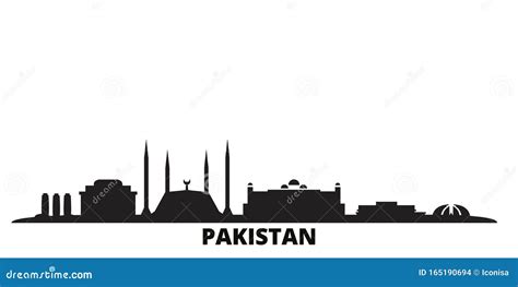 Pakistan, Islamabad City Skyline Isolated Vector Illustration. Pakistan, Islamabad Travel Black ...