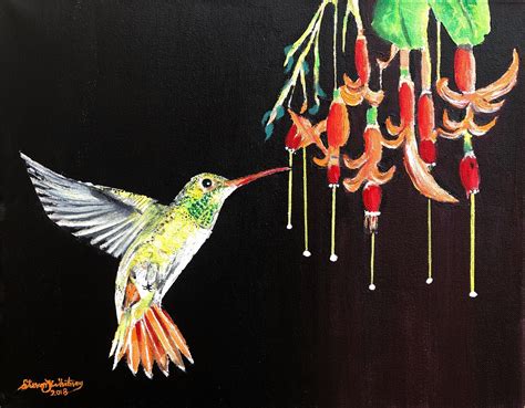 Hummingbird...acrylic 2018 Hummingbird, Acrylic, Artwork, Animals ...