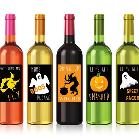 Printable Halloween Wine Labels, Funny Halloween Labels, Halloween Party Decor Halloween Gift ...