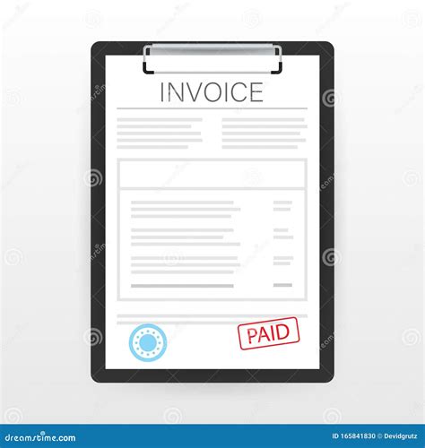 Invoice with Paid Stamp in Clipboard. Vector Stock Illustration Stock ...