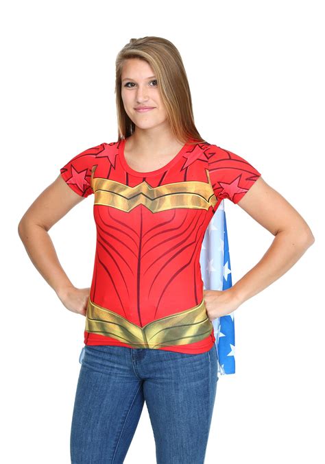 Wonder Woman Sublimated Juniors Caped T-Shirt Costume