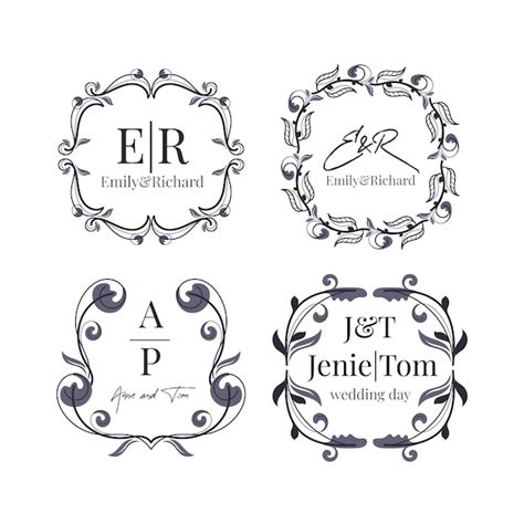 Premium Vector | Floral wedding monograms