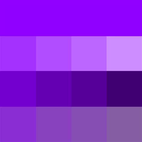 Violet (RGB) Hue, Tints, Shades & Tones (Hue) ( pure color ) with Tints (hue + white), Shades ...