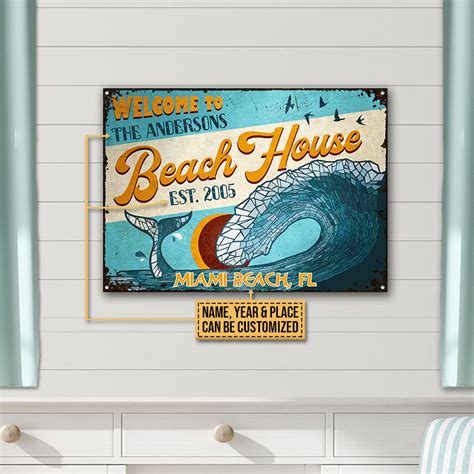 Personalized Beach House Mosaic Customized Classic Metal Signs - Wander ...