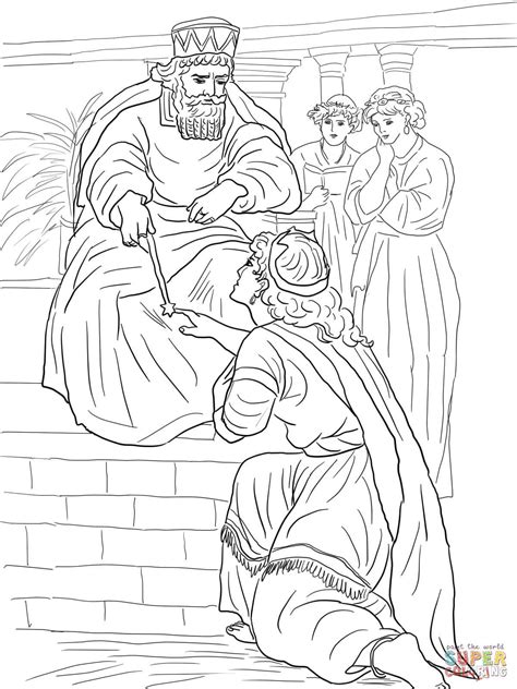 Esther Before King Ahasuerus | Super Coloring Bible Coloring Pages ...