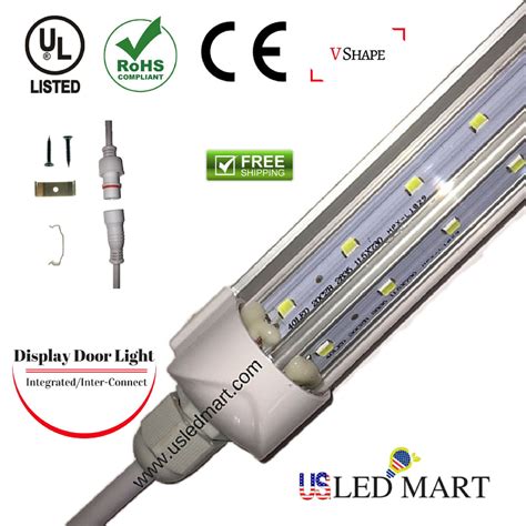 LED Cooler Door Tube Light with bracket - 4ft 24w - 45 Degree angle V ...