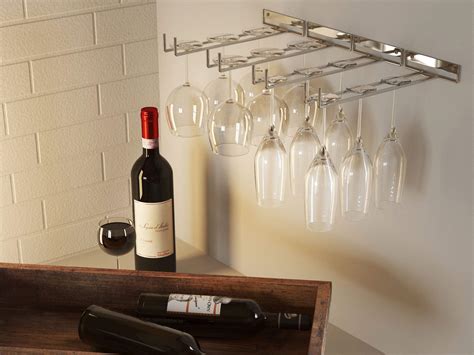 Wallniture Wall Mounted Stemware Wine Glass Rack Hanger Storage Chrome Finish 744947887347 | eBay