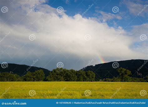 Rainbow after heavy storm. stock image. Image of commercial - 107459645