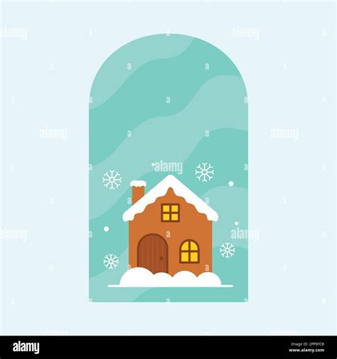 Vector Illustration Of Snowfall Home in Window Snowfall on Blue Background Stock Vector Image ...