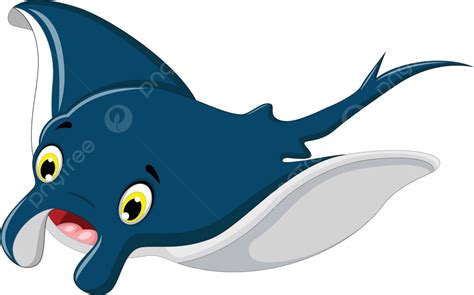 Cute Stingray Cartoon Smiling Cutout Stingray Underwater Vector, Cutout ...