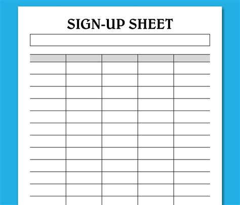 Printable Sign Up Sheet Template Word